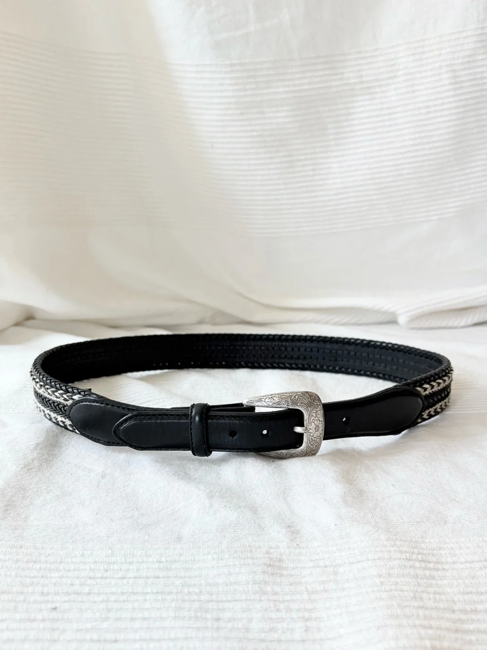 Justin Western Braided Black Leather Belt - Picture 7 of 15